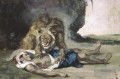 lion déchire un cadavre Eugène Delacroix